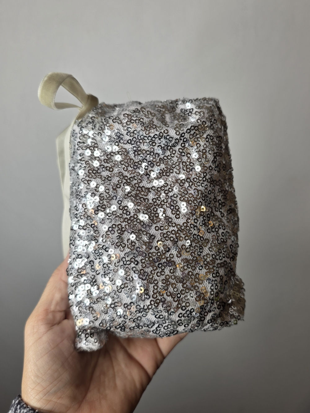 Foldable Silver Sequin Ballet Flats Size 9.5 M - Picture 10 of 11